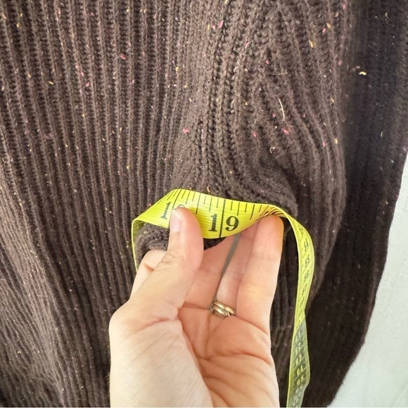 Trouvé Brown Speckle Wool Longline Cardigan Sweater Button Closure Collar Medium - Picture 10 of 10